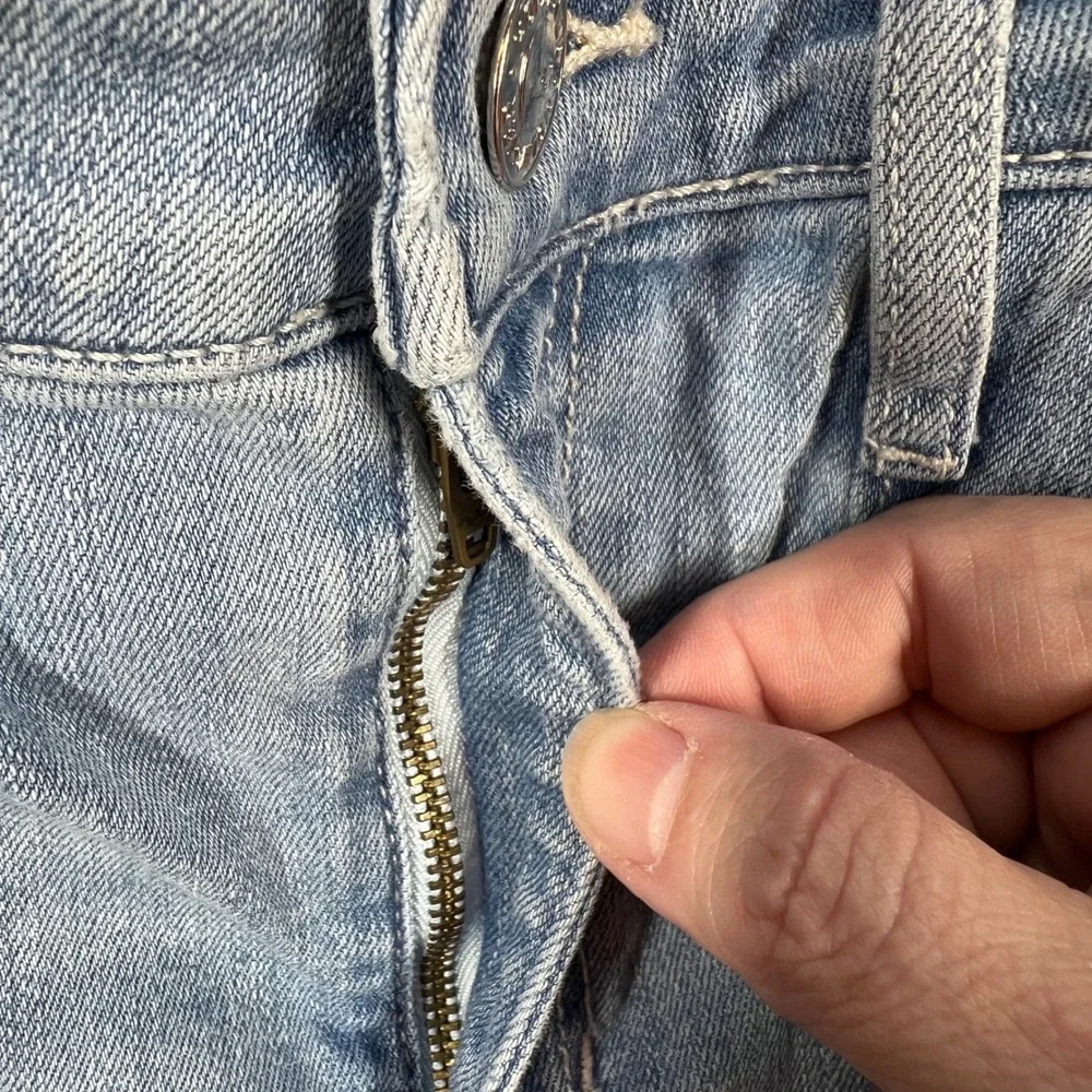 Hollister Blue Flare Jeans Women 3R W26 L31 High Rise Split Hem Soft Stretch - Picture 4 of 11